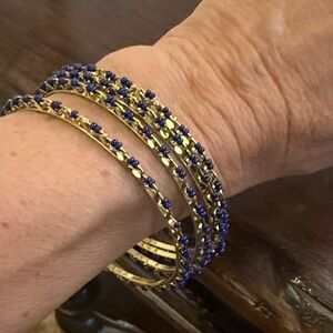 Elegant Gold and Blue Bangle Set